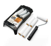 RAULDE 7 Pieces Mini Paint Roller Set - Includes a Paint Tray, Mini Rollers & Sleeves - Small Paint Roller Set for Painting Walls, Edges & Ceilings