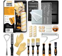 RAULDE Paint Rollers and Trays Set - Roller Sets for Painting - Paint Brush and Rollers Set - Rollers for Painting - Wall Paint Roller - Set of 21 Home Painting Kit