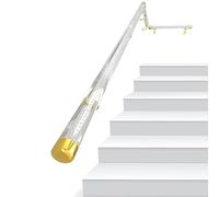 RAUMPA Hand Rails for Indoor Stairs Clear Acrylic Glass, 40 in Railing Handrail Transparent Glass Wall Mounted Modern Decor Banister Brackets Kit Interior Staircase Steps