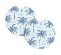 Raunew 2 Pcs Car Cup Holder Coaster, 2.75 Inch Coconut Tree Island Pattern | Anti-Slip Car Coasters for Cup Holders, Shockproof Cup Holder Insert Car Accessories Interior for Car SUV
