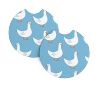 Raunew 2 Pcs Car Cup Holder Coaster, 2.75 Inch Cute Cartoon White Geese Anti-Slip Car Coasters for Cup Holders, Shockproof Cup Holder Insert Car Accessories Interior for Car SUV