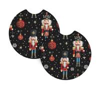 Raunew 2 Pcs Car Cup Holder Coaster, 2.75 Inch Two Nutcracker Dolls Merry Christmas Anti-Slip Car Coasters for Cup Holders, Shockproof Cup Holder Insert Car Accessories Interior for Car SUV