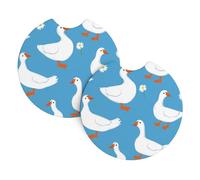 Raunew 2 Pcs Car Cup Holder Coaster, 2.75 Inch White Geese and Flower Cute | Anti-Slip Car Coasters for Cup Holders, Shockproof Cup Holder Insert Car Accessories Interior for Car SUV