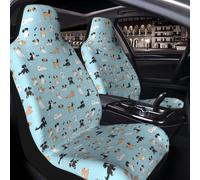 Raunew 2 Pcs Car Seat Cover for Front Seats - Cartoon Puppy Cute Dogs with Bones Premium Automotive Bucket Front Seat Covers Waterproof Universal Carseat Seat Protectors for Cars, Suvs and Trucks