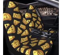 Raunew 2 Pcs Car Seat Cover for Front Seats - Cheese Vintage Style | Premium Automotive Bucket Front Seat Covers Waterproof Universal Carseat Seat Protectors for Cars, SUVs and Trucks