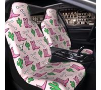 Raunew 2 Pcs Car Seat Cover for Front Seats - Cowboy Boots Bull Skull Cactus Bones Premium Automotive Bucket Front Seat Covers Waterproof Universal Carseat Seat Protectors for Cars, SUVs and Trucks