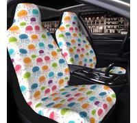 Raunew 2 Pcs Car Seat Cover for Front Seats - Cute Cheerful Jellyfish Premium Automotive Bucket Front Seat Covers Waterproof Universal Carseat Seat Protectors for Cars, Suvs and Trucks