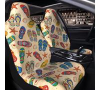Raunew 2 Pcs Car Seat Cover for Front Seats - Flip-Flops Ocean Elements Vintage Premium Automotive Bucket Front Seat Covers Waterproof Universal Carseat Seat Protectors for Cars, Suvs and Trucks