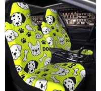 Raunew 2 Pcs Car Seat Cover for Front Seats - French Bulldog Paw Prints Bones Cute Premium Automotive Bucket Front Seat Covers Waterproof Universal Carseat Seat Protectors for Cars, Suvs and Trucks