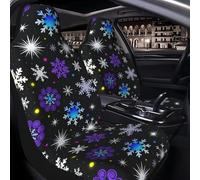 Raunew 2 Pcs Car Seat Cover for Front Seats - Glitter Snowflakes Winter Colorful Premium Automotive Bucket Front Seat Covers Waterproof Universal Carseat Seat Protectors for Cars, SUVs and Trucks