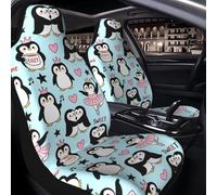 Raunew 2 Pcs Car Seat Cover for Front Seats - Penguin Couple Dancers Winter | Premium Automotive Bucket Front Seat Covers Waterproof Universal Carseat Seat Protectors for Cars, SUVs and Trucks