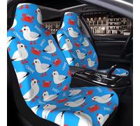 Raunew 2 Pcs Car Seat Cover for Front Seats - Seagulls Crabs Fish Bones Premium Automotive Bucket Front Seat Covers Waterproof Universal Carseat Seat Protectors for Cars, SUVs and Trucks