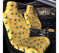 Raunew 2 Pcs Car Seat Cover for Front Seats - Various Colorful Ducks Cartoon Premium Automotive Bucket Front Seat Covers Waterproof Universal Carseat Seat Protectors for Cars, Suvs and Trucks