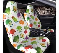 Raunew 2 Pcs Car Seat Cover for Front Seats - Various Fruits Vegetables Happy Pattern Premium Automotive Bucket Front Seat Covers Waterproof Universal Carseat Seat Protectors for Cars, Suvs And Trucks