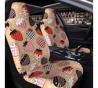Raunew 2 Pcs Car Seat Cover for Front Seats - Various Strawberries Colorful Premium Automotive Bucket Front Seat Covers Waterproof Universal Carseat Seat Protectors for Cars, Suvs and Trucks