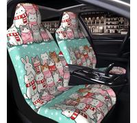 Raunew 2 Pcs Car Seat Cover for Front Seats - Warm Animals Group Winter Premium Automotive Bucket Front Seat Covers Waterproof Universal Carseat Seat Protectors for Cars, SUVs and Trucks