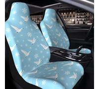 Raunew 2 Pcs Car Seat Cover for Front Seats - White Goose Winter Snowflake Element Premium Automotive Bucket Front Seat Covers Waterproof Universal Carseat Seat Protectors for Cars, SUVs and Trucks