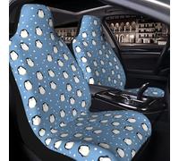 Raunew 2 Pcs Car Seat Cover for Front Seats - Winter Cute Penguin Pattern Premium Automotive Bucket Front Seat Covers Waterproof Universal Carseat Seat Protectors for Cars, SUVs and Trucks