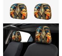 Raunew 2 Pcs Universal Car Headrest Covers, Egyptian Queen Portraits | Anti-Dirty Head Rest Cover Protector Soft Vehicle Accessories for Cars Truck Auto