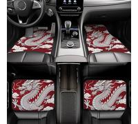 Raunew 4 Pcs Waterproof Car Floor Mats - Chinese Dragon Oriental Pattern | Anti-Slip Car Mats Full Set Universal Fit Car Carpet Car Accessories Interior for Car, Truck, SUV