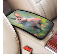 Raunew Bunny Abstract Oil Painting Car Center Console Armrest Cover Pad | Universal Auto Armrest Seat Box Cover Protector Non Slip Car Interior Decor Accessories For Most Car