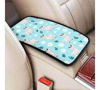 Raunew Cartoon Deer Flower Cute Animals Car Center Console Armrest Cover Pad, Universal Auto Armrest Seat Box Cover Protector Non Slip Car Interior Decor Accessories for Most Car, Truck, SUV