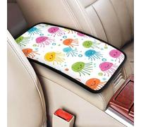 Raunew Cute Cartoon Jellyfish Cheerful Pattern Car Center Console Armrest Cover Pad, Universal Auto Armrest Seat Box Cover Protector Non Slip Car Interior Decor Accessories for Most Car, Truck, SUV
