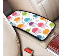 Raunew Cute Cheerful Jellyfish Car Center Console Armrest Cover Pad, Universal Auto Armrest Seat Box Cover Protector Non Slip Car Interior Decor Accessories for Most Car, Truck, SUV