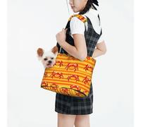 Raunew Dog Purse Carrier for Small Dogs Under 10 Kg, Cartoon Cute Red Crabs Orange Striped Collapsible Dog Carrier with Pockets Purse Rabbit Cat Puppies Tote Bag for Outing Travel Shopping