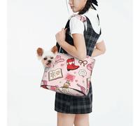 Raunew Dog Purse Carrier for Small Dogs Under 10 Kg, Cowboy Hat Boots Books Glass Bottle Collapsible Dog Carrier with Pockets Purse Rabbit Cat Puppies Tote Bag for Outing Travel Shopping