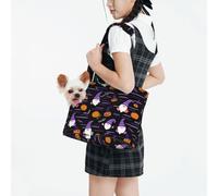 Raunew Dog Purse Carrier for Small Dogs Under 10 Kg, Cute Gnomes with Purple Striped Hats Collapsible Dog Carrier with Pockets Purse Rabbit Cat Puppies Tote Bag for Outing Travel Shopping