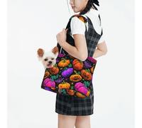 Raunew Dog Purse Carrier for Small Dogs Under 10 Kg, Cute Halloween Magic Pumpkins Spider Collapsible Dog Carrier with Pockets Purse Rabbit Cat Puppies Tote Bag for Outing Travel Shopping