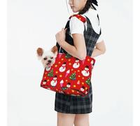 Raunew Dog Purse Carrier for Small Dogs Under 10 Kg, Cute Snowman Christmas Tree Ice Cream Stars Collapsible Dog Carrier with Pockets Purse Rabbit Cat Puppies Tote Bag for Outing Travel Shopping