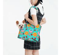 Raunew Dog Purse Carrier for Small Dogs Under 10 Kg, Doughnut Raspberry Sweets Cartoon Style Collapsible Dog Carrier with Pockets Purse Rabbit Cat Puppies Tote Bag for Outing Travel Shopping