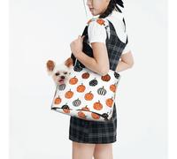 Raunew Dog Purse Carrier for Small Dogs Under 10 Kg, Halloween Pumpkins with Dots Striped Collapsible Dog Carrier with Pockets Purse Rabbit Cat Puppies Tote Bag for Outing Travel Shopping