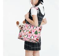 Raunew Dog Purse Carrier for Small Dogs Under 10 Kg, Penguin Bell Christmas Tree Gifts Collapsible Dog Carrier with Pockets Purse Rabbit Cat Puppies Tote Bag for Outing Travel Shopping