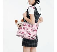 Raunew Dog Purse Carrier for Small Dogs Under 10 Kg, Pink Cowboy Hat Heart Pattern Collapsible Dog Carrier with Pockets Purse Rabbit Cat Puppies Tote Bag for Outing Travel Shopping