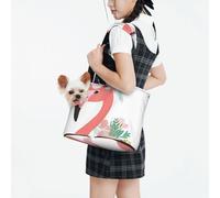 Raunew Dog Purse Carrier for Small Dogs Under 10 Kg, Pretty Pink Flamingo Wreath Colorful Collapsible Dog Carrier with Pockets Purse Rabbit Cat Puppies Tote Bag for Outing Travel Shopping