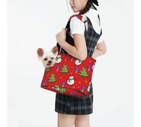 Raunew Dog Purse Carrier for Small Dogs Under 10 Kg, Snowman Christmas Tree Ice Cream Stars Collapsible Dog Carrier with Pockets Purse Rabbit Cat Puppies Tote Bag for Outing Travel Shopping