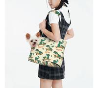 Raunew Dog Purse Carrier for Small Dogs Under 10 Kg, Summer Cartoon Crocodiles Riding Skateboards Collapsible Dog Carrier with Pockets Purse Rabbit Cat Puppies Tote Bag for Outing Travel Shopping