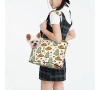 Raunew Dog Purse Carrier for Small Dogs Under 10 Kg, Western Cowboy Hat Christmas Tree Retro Collapsible Dog Carrier with Pockets Purse Rabbit Cat Puppies Tote Bag for Outing Travel Shopping