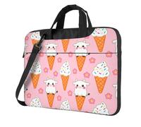 Raunew Laptop Bag For Women & Men, Cow Ice Cream Cone Pink Flowers Laptop Carrying Case For Laptop Briefcase
