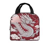 Raunew Lunch Box Lunch Bag for Women Men, Chinese Dragon Oriental Pattern Insulated Lunch Tote Bags Small Lunchbox for Work Picnic Travel Office, 8.5 × 8 × 5 Inch