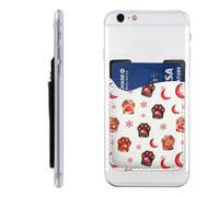 Raunew Phone Wallet Stick On, Animal Paw Prints Snowflakes Cartoon | Cell Phone Card Holder Pocket for Back Adhesive Credit Card Holder Non-Slip Of Phone Case for All Smartphones, Fit 4 Cards