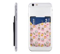 Raunew Phone Wallet Stick On, Bear Rabbit Crystal Ball Christmas Cute | Cell Phone Card Holder Pocket for Back Adhesive Credit Card Holder Non-Slip Of Phone Case for All Smartphones, Fit 4 Cards