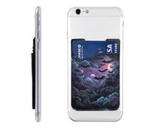 Raunew Phone Wallet Stick On, Big Black Bat Clouds Stars Halloween | Cell Phone Card Holder Pocket for Back Adhesive Credit Card Holder Non-Slip of Phone Case for All Smartphones, Fit 4 Cards