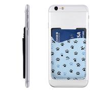 Raunew Phone Wallet Stick On, Black Blue Dogs Paw Prints | Cell Phone Card Holder Pocket for Back Adhesive Credit Card Holder Non-Slip Of Phone Case for All Smartphones, Fit 4 Cards