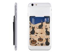 Raunew Phone Wallet Stick On, Black Cats Pumpkin Jack-O'-Lantern Bats | Cell Phone Card Holder Pocket for Back Adhesive Credit Card Holder Non-Slip of Phone Case for All Smartphones, Fit 4 Cards