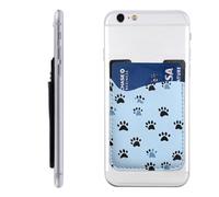 Raunew Phone Wallet Stick On, Blue Black Dogs Paw Prints | Cell Phone Card Holder Pocket for Back Adhesive Credit Card Holder Non-Slip Of Phone Case for All Smartphones, Fit 4 Cards