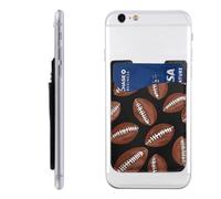 Raunew Phone Wallet Stick On, Brown American Football | Cell Phone Card Holder Pocket for Back Adhesive Credit Card Holder Non-Slip of Phone Case for All Smartphones, Fit 4 Cards
